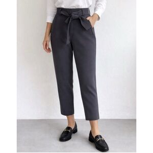 Aritizia Wilfred Japanese Crepe Tie Front Trousers in dark gray